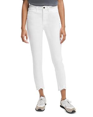 Jen 7 Frayed High Rise Skinny Jeans In Clean White
