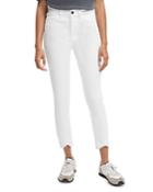 Jen 7 Frayed High Rise Skinny Jeans In Clean White