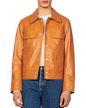 Sandro Brasco Leather Trucker Jacket