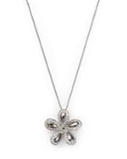 Roberto Coin 18k White Gold Fantasia Diamond Big Flower Pendant Necklace, 16
