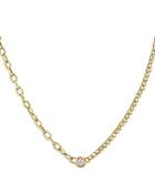 Zoe Chicco 14k Yellow Gold Diamond Solitaire Two Link Chain Collar Necklace, 16