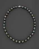 Natural Color Tahitian Pearl Strand Necklace In 14k White Gold, 18