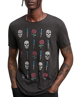 John Varvatos Star Usa Skull Dagger Rose Vintage Crew Tee