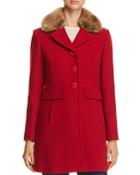 Kate Spade New York Twill Faux Fur Trim Coat - 100% Exclusive