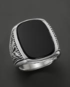 Scott Kay Men's Sterling Silver Large Engraved Ring With Onyx