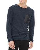 Sandro Saint Leather Patch Sweater