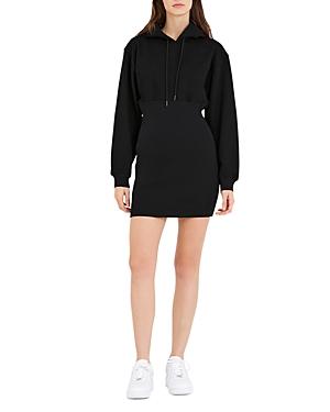 Herve By Herve Leger Ribbed Hoodie Sweatshirt Mini Dress