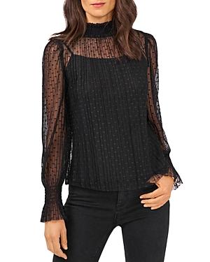 1.state Smocked Sheer Dot Top