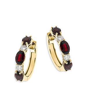 Bloomingdale's Ruby & Diamond Hoop Earrings In 14k Yellow Gold - 100% Exclusive
