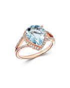 Bloomingdale's Pear-shaped Aquamarine & Diamond Ring In 14k Rose Gold - 100% Exclusive