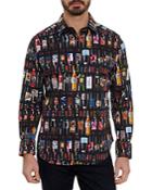 Robert Graham Sommelier Cotton Stretch Wine Print Classic Fit Button Down Shirt