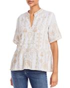 Johnny Was Makana Linen Embroidered Top