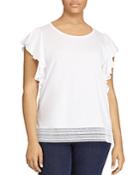 Lauren Ralph Lauren Plus Flutter Sleeve Tee