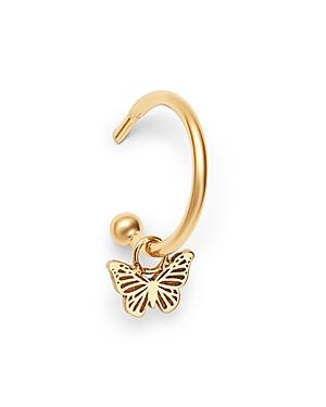Zoe Chicco 14k Yellow Gold Single Itty Bitty Butterfly Charm Huggie Hoop Earring