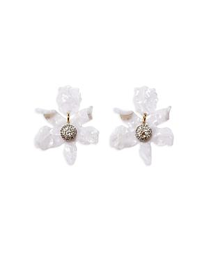 Lele Sadoughi Pave White Lily Drop Earrings In 14k Gold Plate