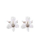 Lele Sadoughi Pave White Lily Drop Earrings In 14k Gold Plate