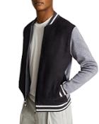 Reiss Charlie Woven And Knit Combo Baseball Jacket