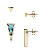Jules Smith Triangle Stud Earrings, Set Of 2 Pairs
