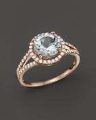 Aquamarine And Diamond Halo Ring In 14k Rose Gold - 100% Exclusive