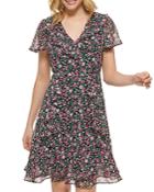 Karl Lagerfeld Paris Floral Print Ruffled A Line Dress