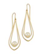 Bloomingdale's Freshwater Pearl Double Teardrop Wire Drop Earrings In 14k Yellow Gold - 100% Exclusive