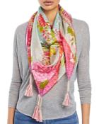 Johnny Was Mona May Floral Print Silk Scarf