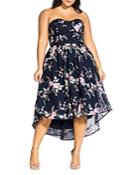 City Chic Plus Aphrodite Strapless Floral-embroidered Dress