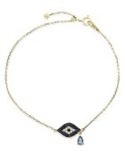 Bloomingdale's London Blue Topaz, Sapphire & Black & White Diamond Link Bracelet In 14k Yellow Gold - 100% Exclusive