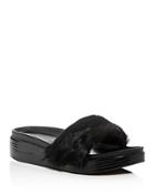 Donald Pliner Furfi Rabbit Fur Wedge Platform Slide Sandals