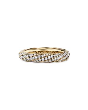 David Yurman Cable Edge Band Ring In Recycled 18k Yellow Gold With Pave Diamonds