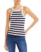 Mother The Chin Ups Striped Cotton Stretch Tank Top