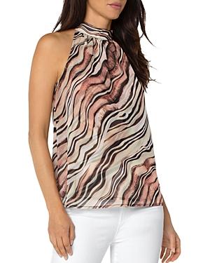 Liverpool Los Angeles Chiffon Sleeveless Mock Neck Blouse