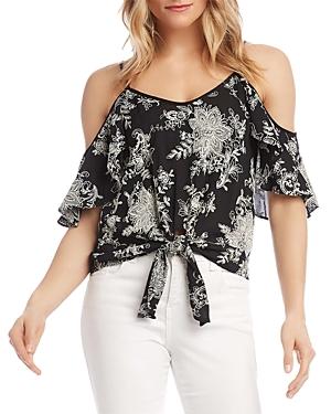 Karen Kane Tie Front Ruffle Sleeve Top