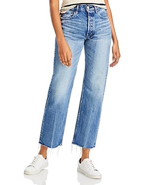 Moussy Vintage Ashleys Wide Straight Leg Jeans In Blue
