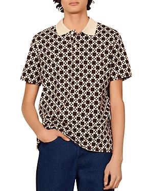 Sandro Monogrammed Jacquard Polo Shirt