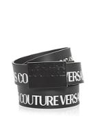 Versace Jeans Couture Men's Institutional Logo Buckle Leather Belt
