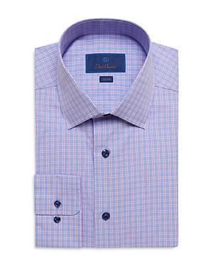 David Donahue Cotton Check Trim Fit Dress Shirt