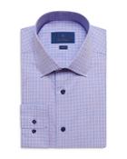 David Donahue Cotton Check Trim Fit Dress Shirt