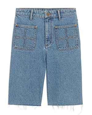 Sandro Avril Denim Bermuda Shorts In Bleu Denim
