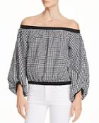 7 For All Mankind Off-the-shoulder Gingham Top