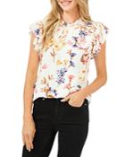 Cece Flutter Sleeve Dolce Floral Top