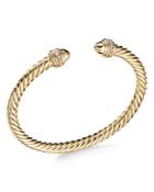 David Yurman Cable Bracelet In 18k Gold With Gold Dome & Diamonds