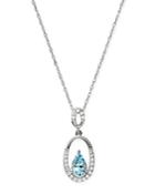 Bloomingdale's Aquamarine & Diamond Oval Teardrop Pendant Necklace In 14k White Gold, 18 - 100% Exclusive