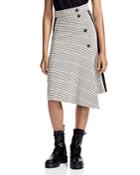 Maje Jessil Asymmetric Plaid Midi Skirt
