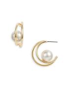 Aqua Crescent Acrylic Pearl Earrings