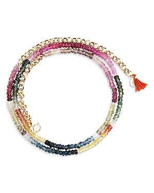 Shashi Aisha Multicolor Gemstone Beaded Collar Necklace In 14k Gold Plated, 16-19