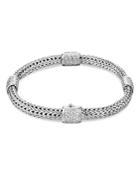 John Hardy Sterling Silver Classic Diamond Pave Station Chain Bracelet