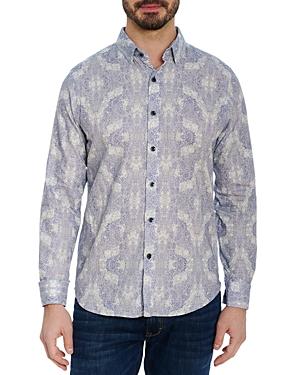 Robert Graham Monterey Cotton Stippled Damask Print Tailored Fit Button Down Shirt