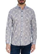 Robert Graham Monterey Cotton Stippled Damask Print Tailored Fit Button Down Shirt