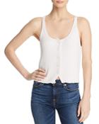 7 For All Mankind Ribbed-knit Button-front Tank